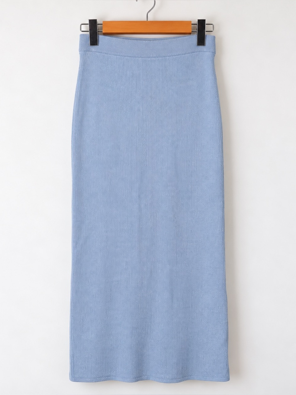 Baby Blue Knit Bodycon Midi Skirt